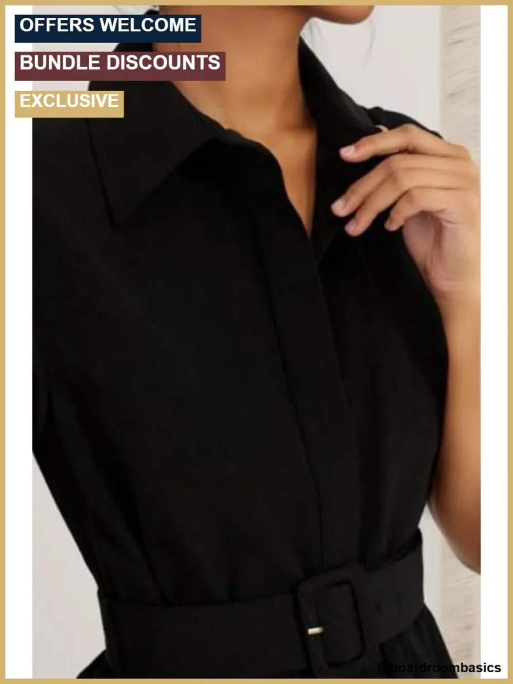 Women's Casual Midi Shirt Dress with Belt Button Front V-Neck